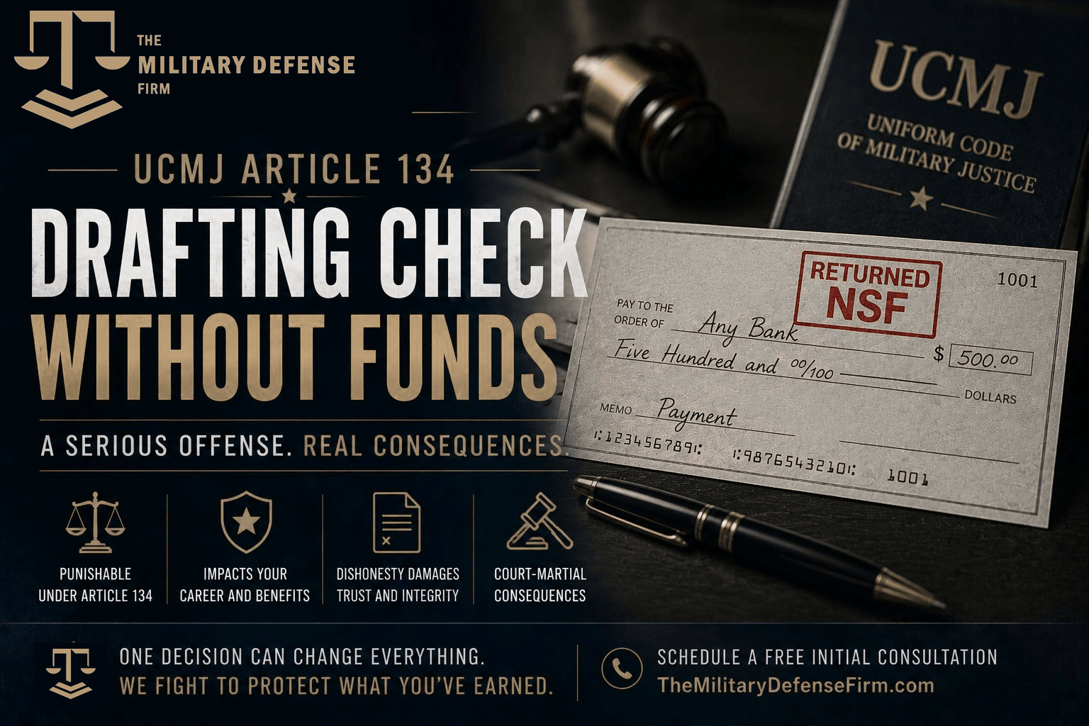 UCMJ Article 134 Drafting Check Without Funds